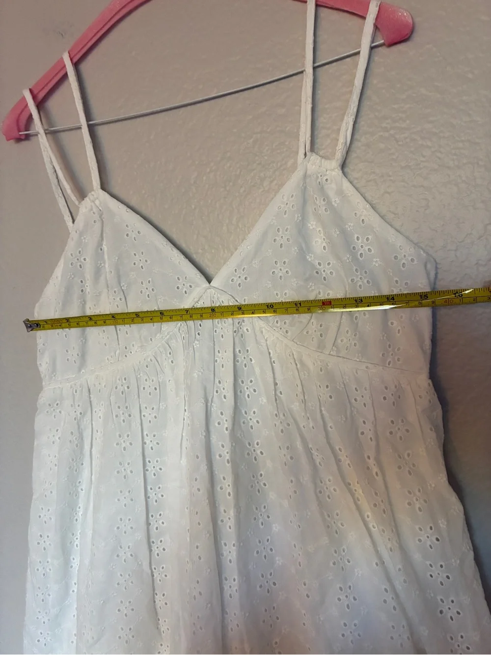 Wild Fable 100% Cotton White Eyelet Babydoll Dress Adjustable Straps Y2K Cottage